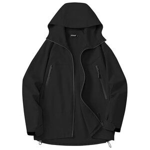 NWT Avoogue Women's Loose Fit Rain Jacket, Black, Size S